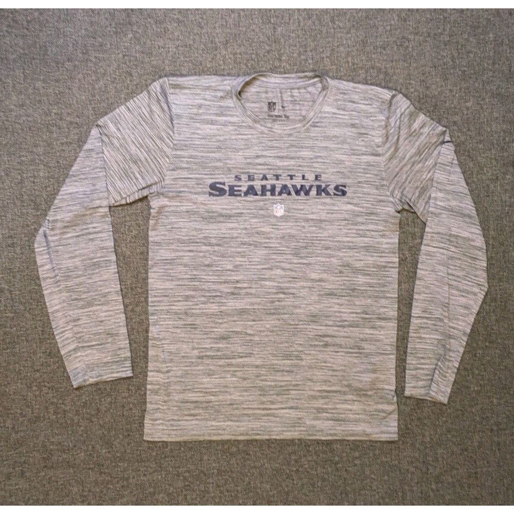 Nike Seattle Seahawks NFL Dri-FIT Shirt Long Sleeve Striped Gray Size Small Tee